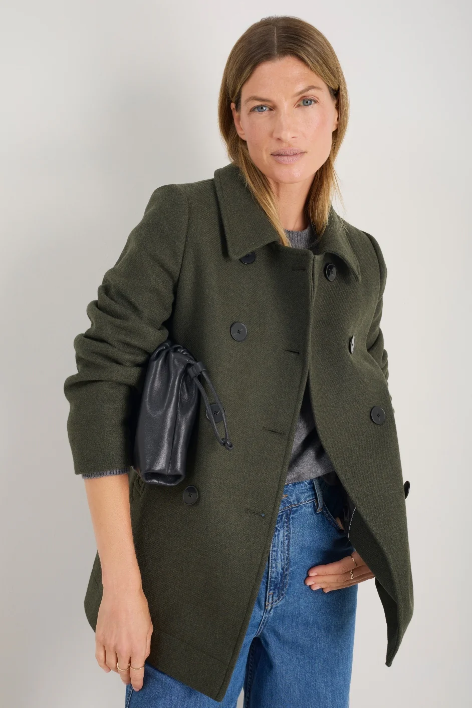 Philippa Pea Coat - Dark Olive - Image 3