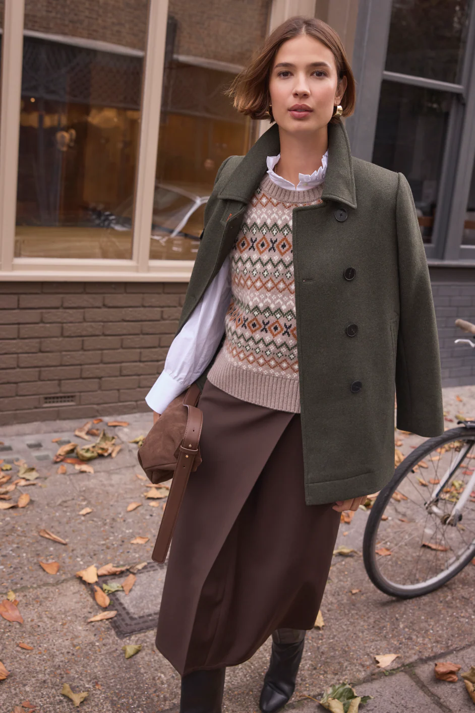 Philippa Pea Coat - Dark Olive - Image 7