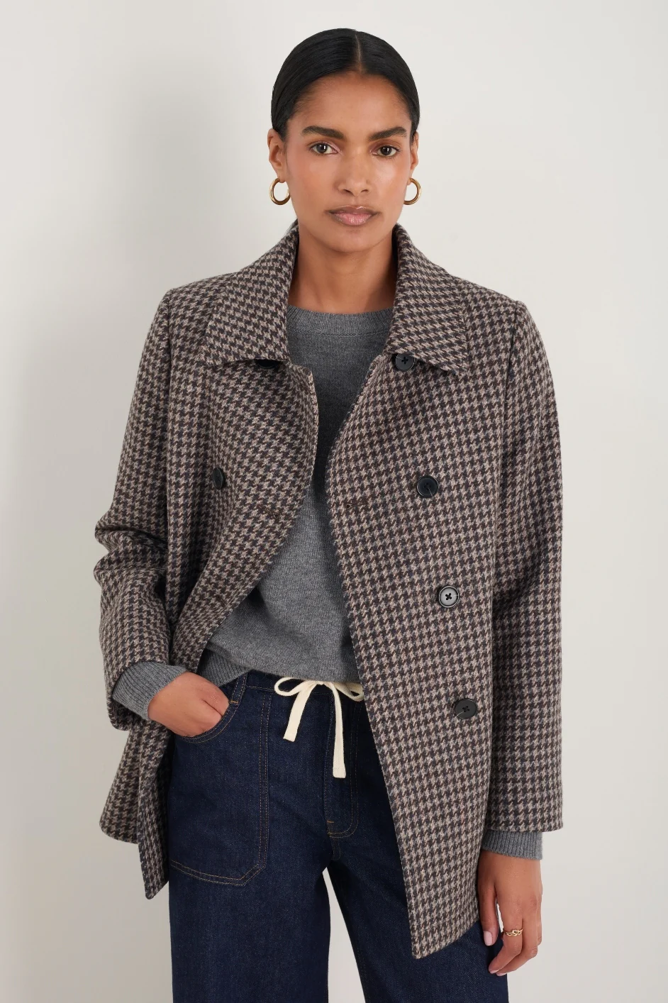 Philippa Pea Coat - Dogtooth - Image 6