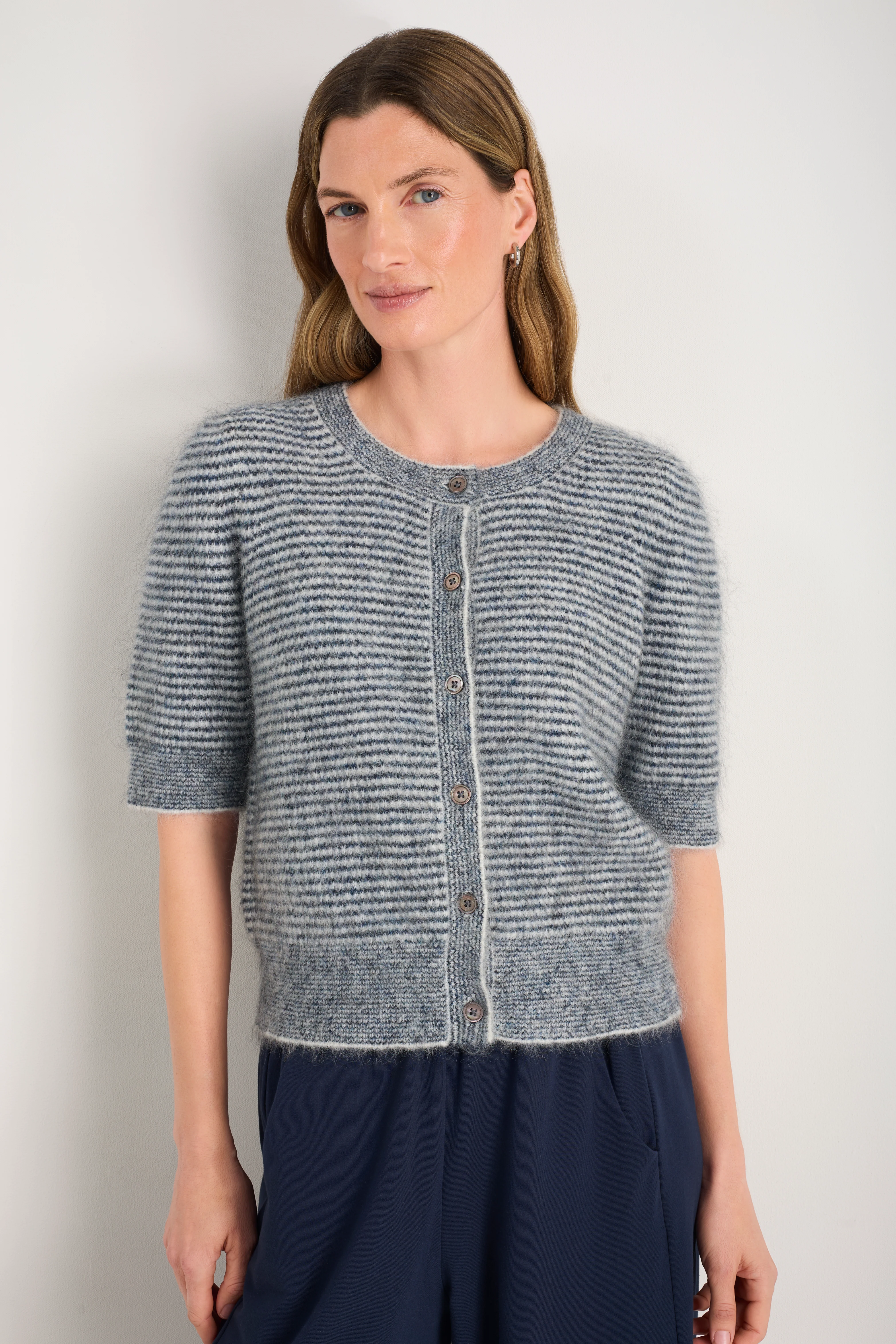 Phoebe Cardigan - Blue/Ivory Stripe - Image 3