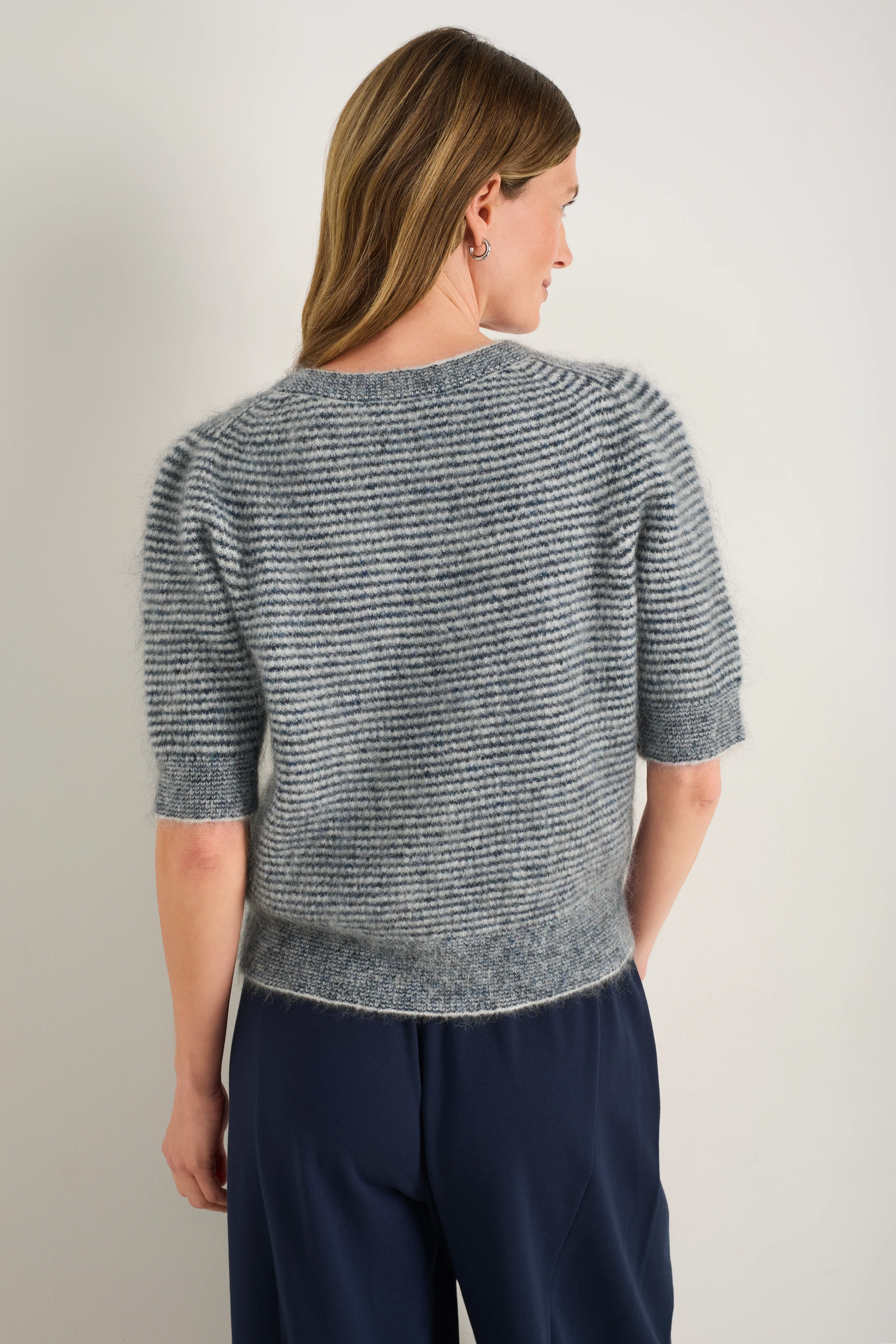 Phoebe Cardigan - Blue/Ivory Stripe - Image 4