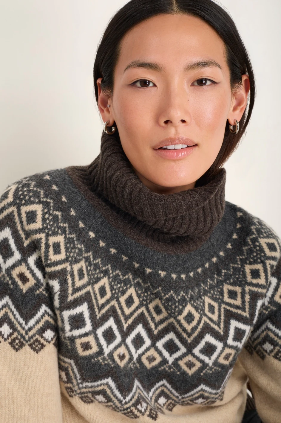 Remi Fairisle Jumper - Oat/Cocoa - Image 3
