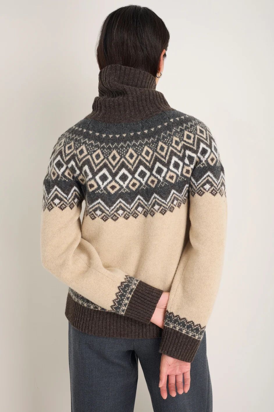 Remi Fairisle Jumper - Oat/Cocoa - Image 4