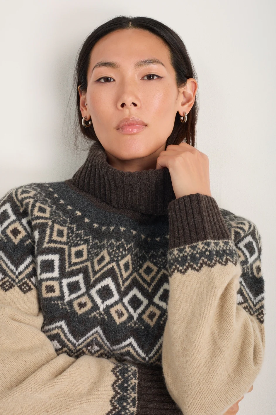 Remi Fairisle Jumper - Oat/Cocoa - Image 6