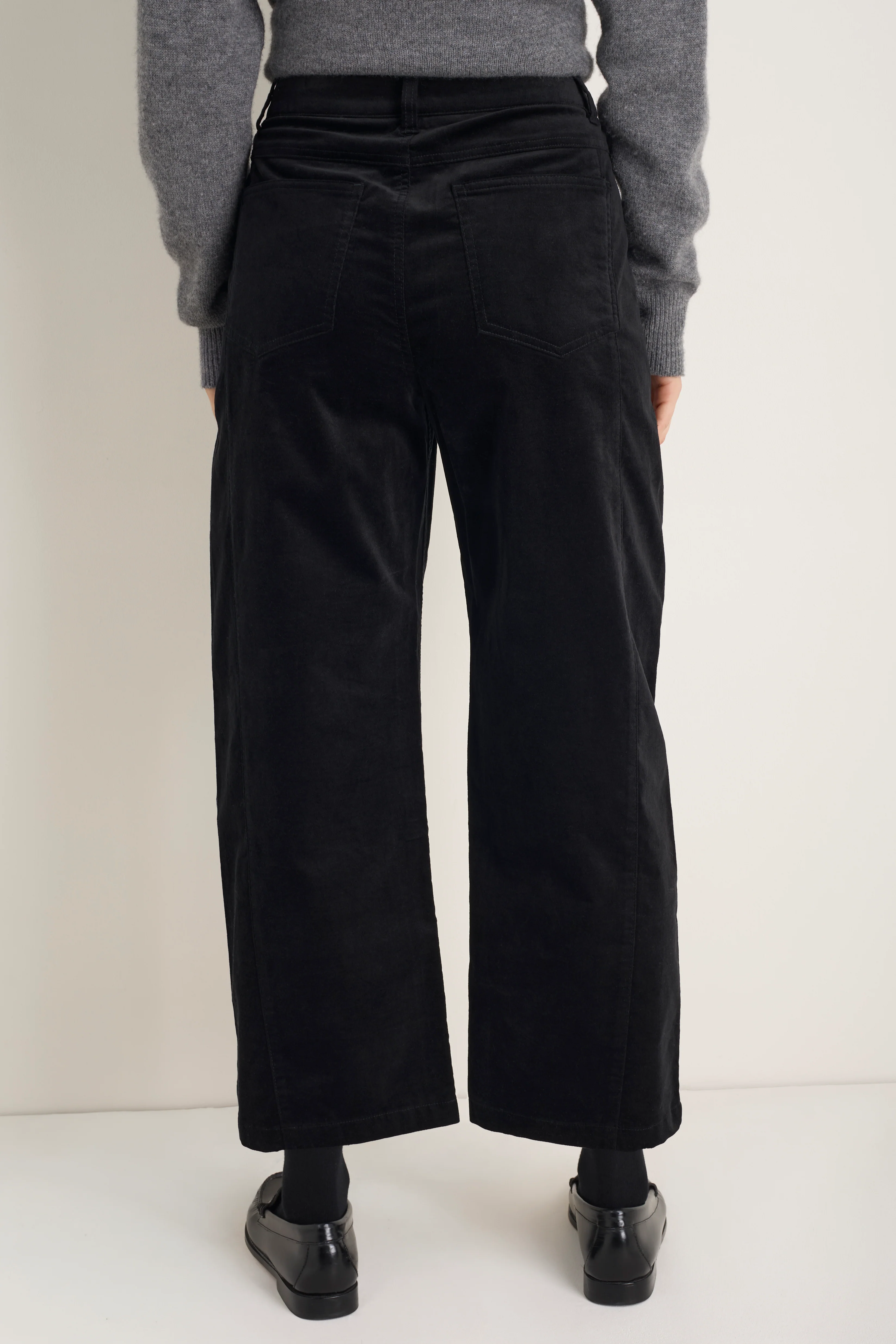 Aimee Horseshoe Cotton Velvet Trouser - Black - Image 4