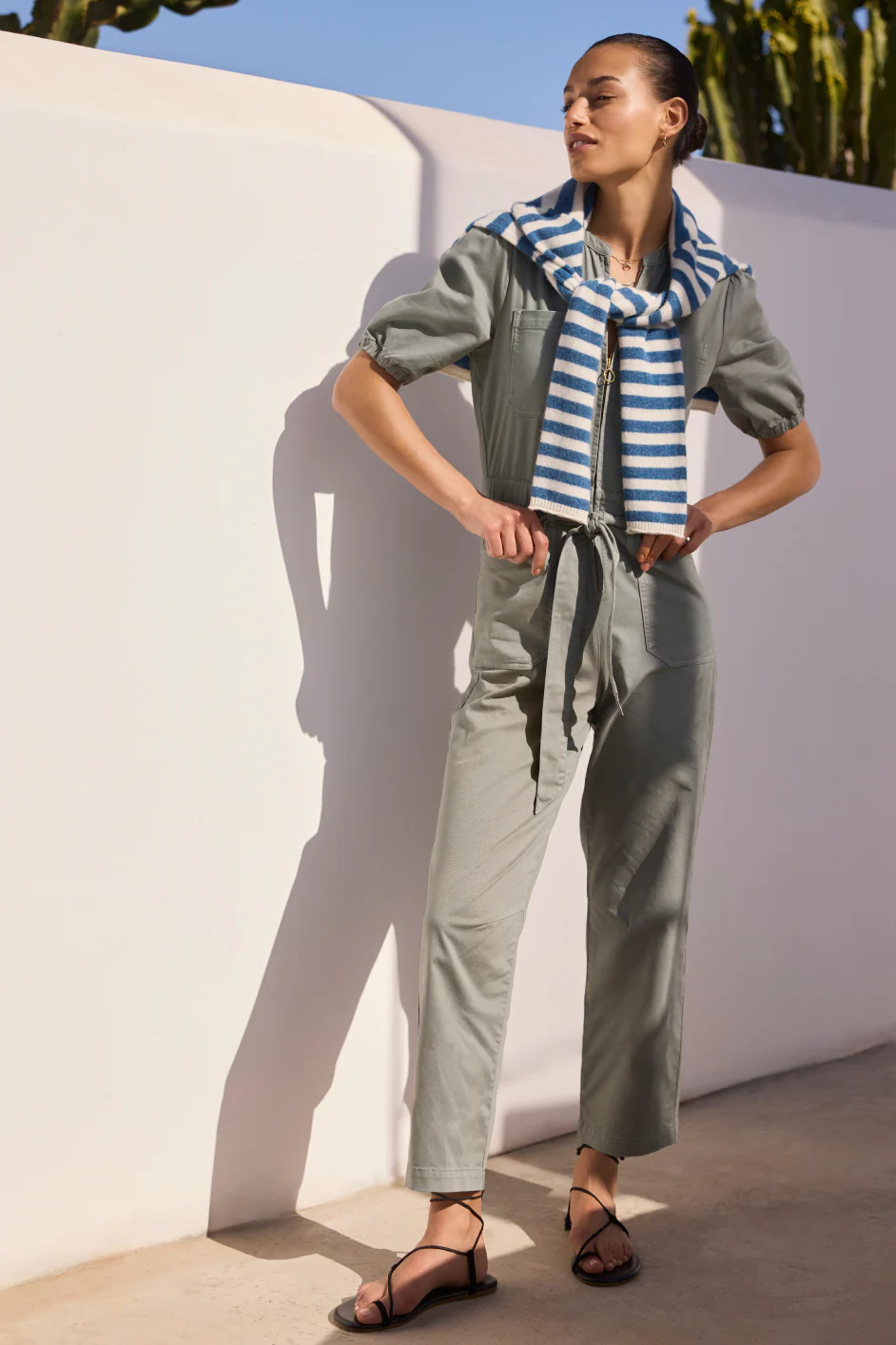 Riley Barrel Jumpsuit - Sage Green - Image 2