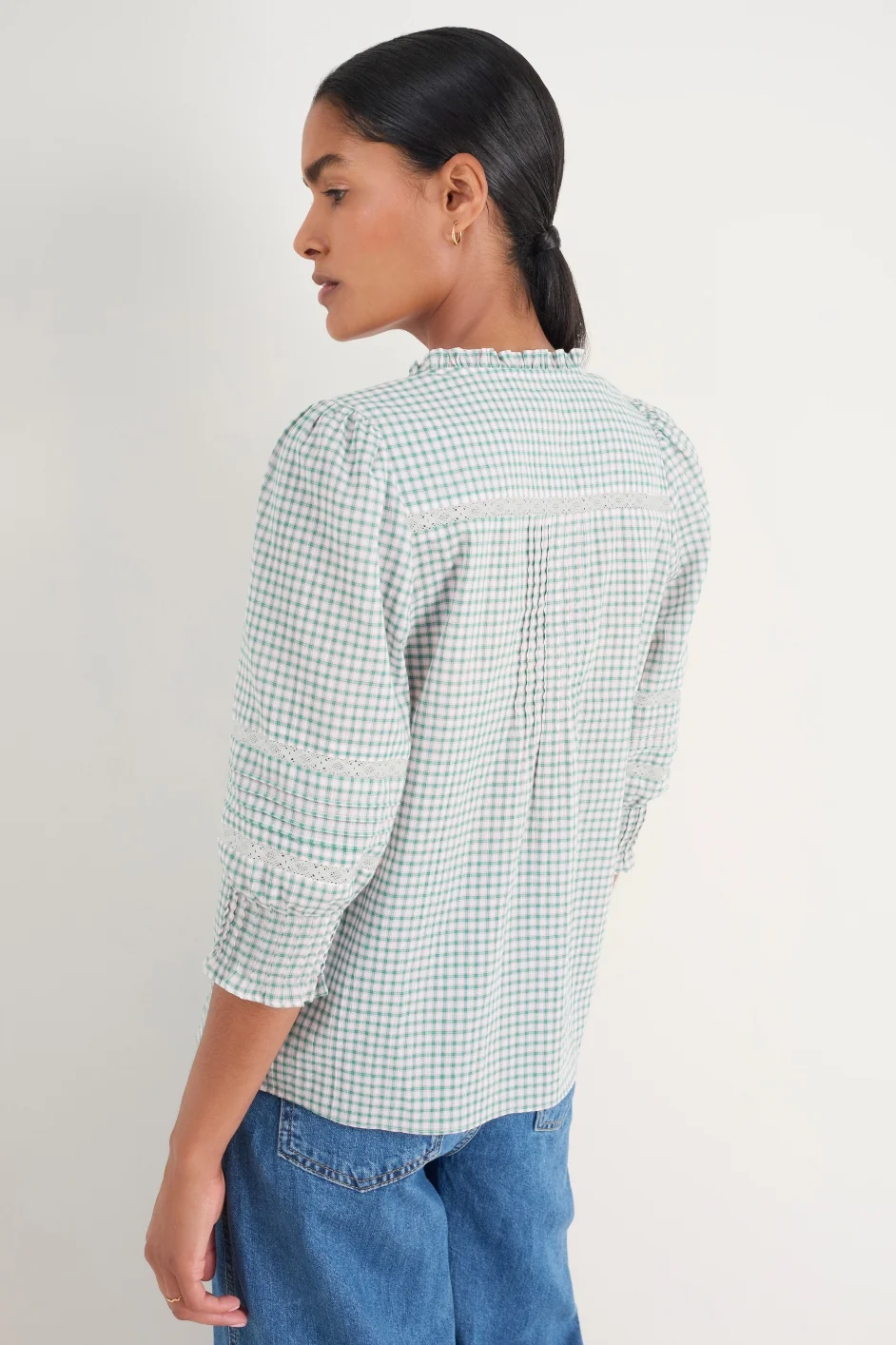 Riley Blouse - Green/Pink Check - Image 3