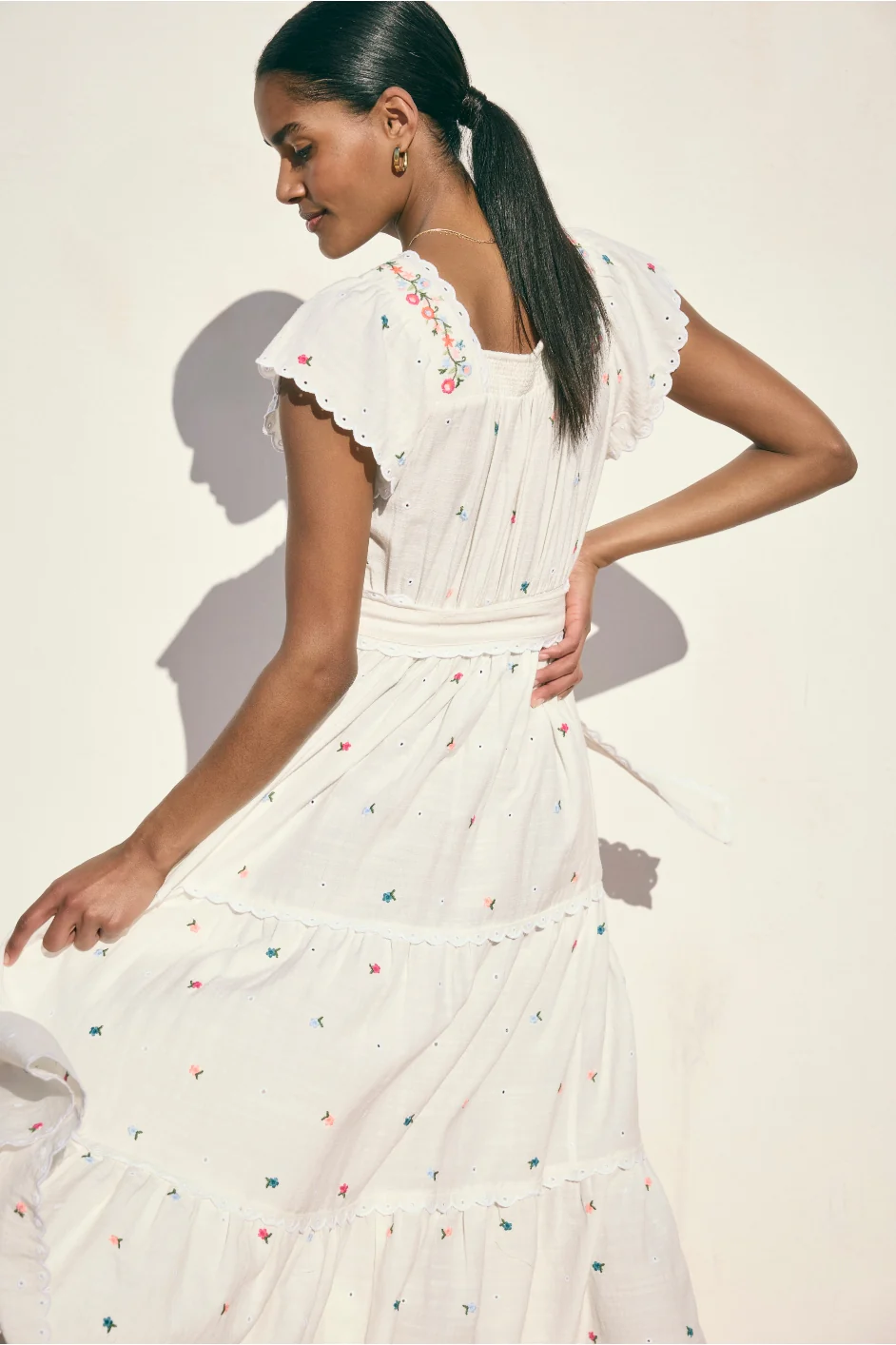 Romilly Dress - White Floral Embroidery - Image 2