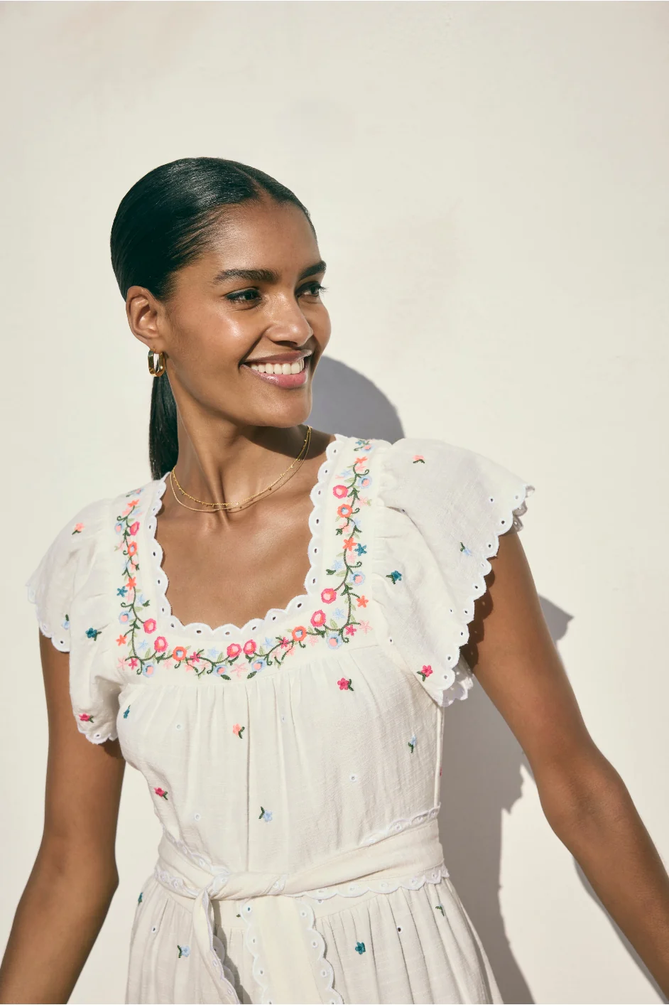 Romilly Dress - White Floral Embroidery - Image 3