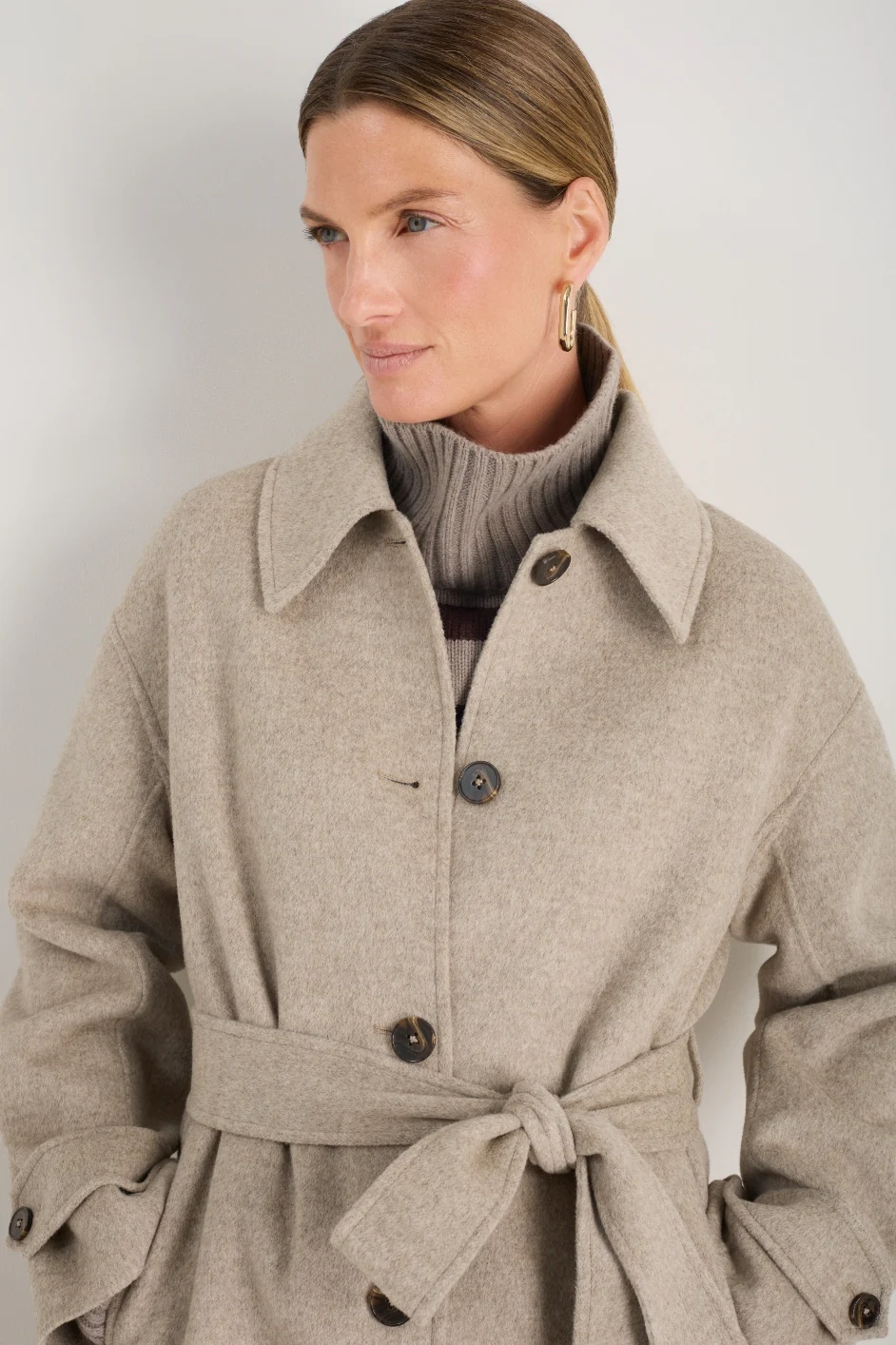 Romy Double Face Wool/Cashmere Coat - Oatmeal Marl - Image 4