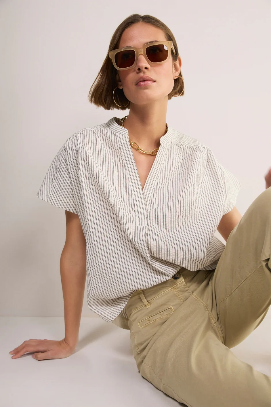 Romy Top - Cocoa/Ecru Stripe - Image 4