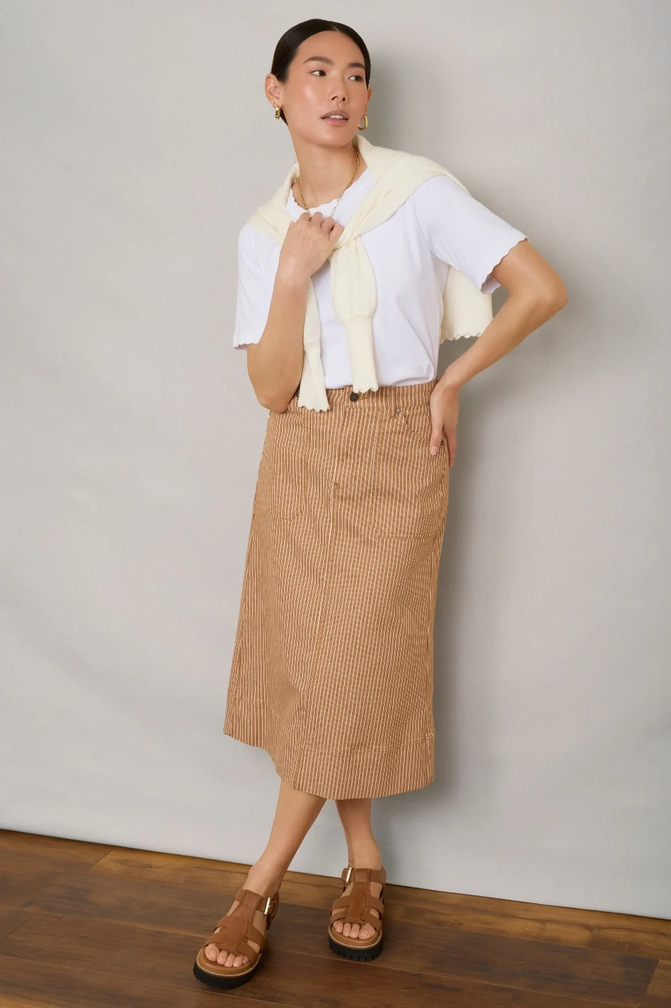 Rosalie Skirt - Tan Stripe - Image 5