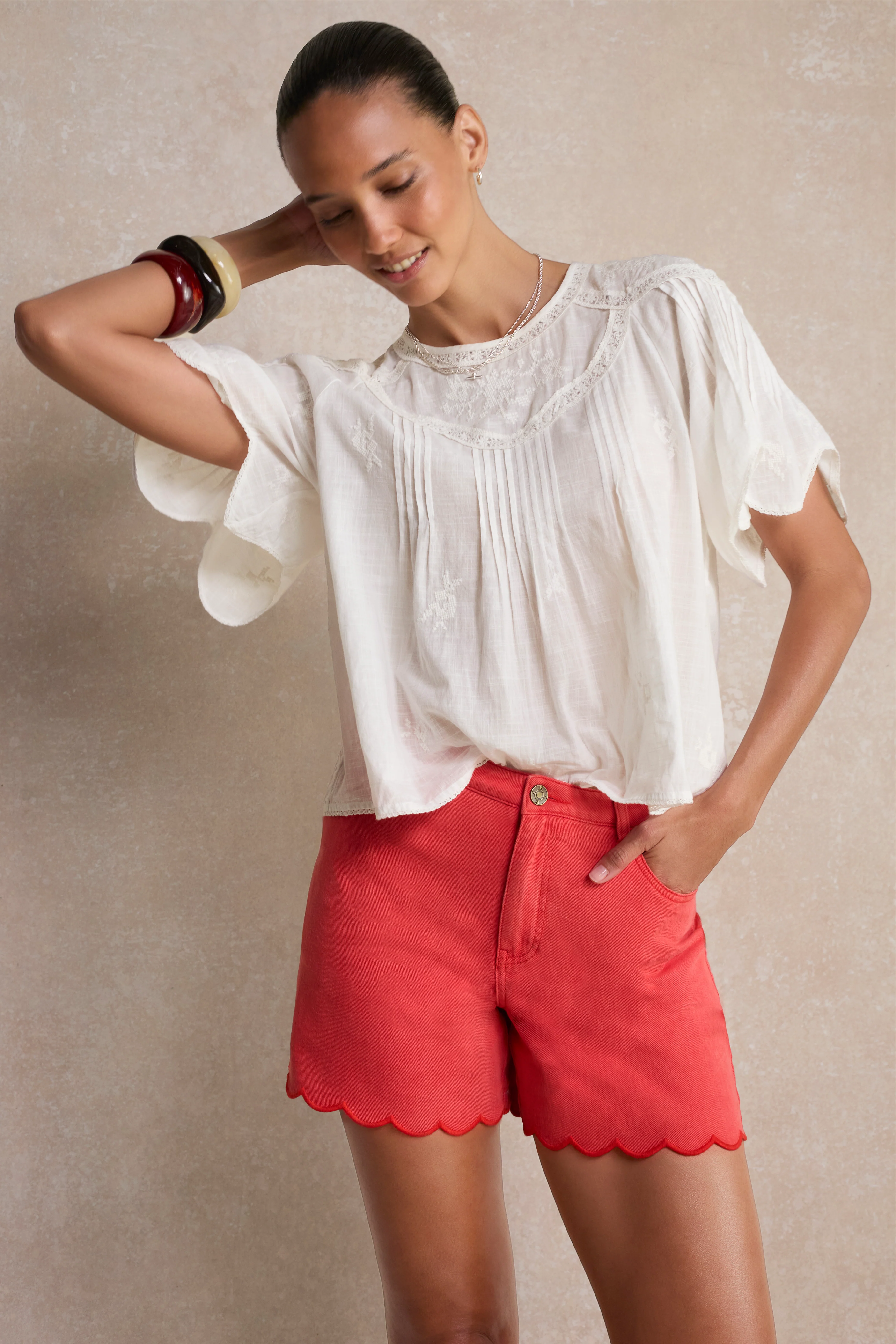 Ruby Soft Scallop Short - Red - Image 2