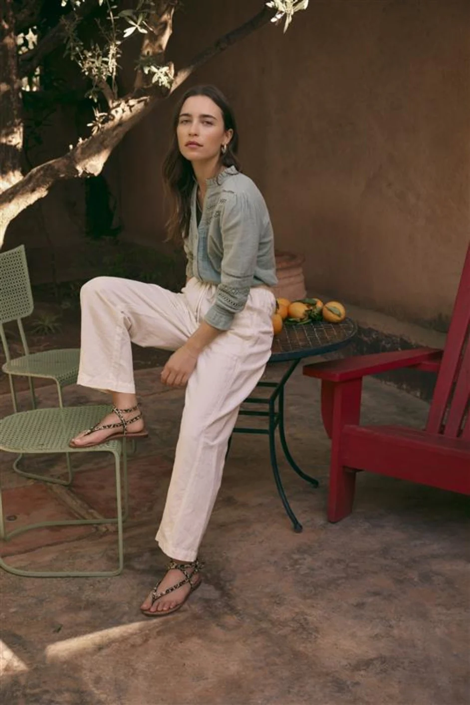Sadie Barrel Leg Trouser - Ivory - Image 7