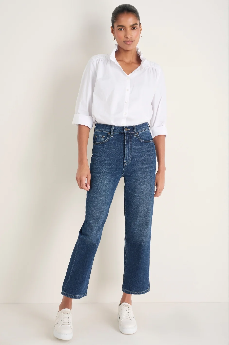 Saffie Straight Leg Jean - Mid Wash