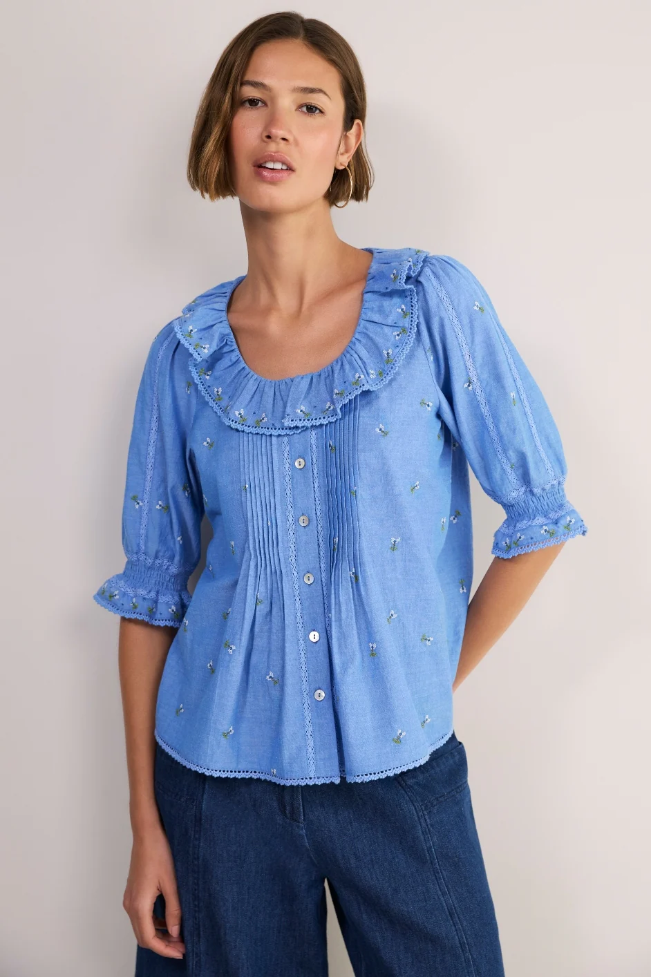 Scarlet Blouse - Chambray Embroidered - Image 3