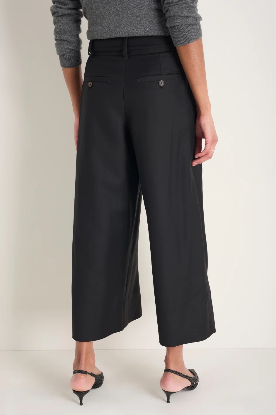 Sheila Wool Culotte Trouser - Black - Image 3