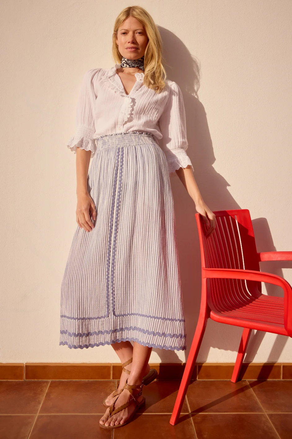 Sophia Skirt - Blue Stripe - Image 2