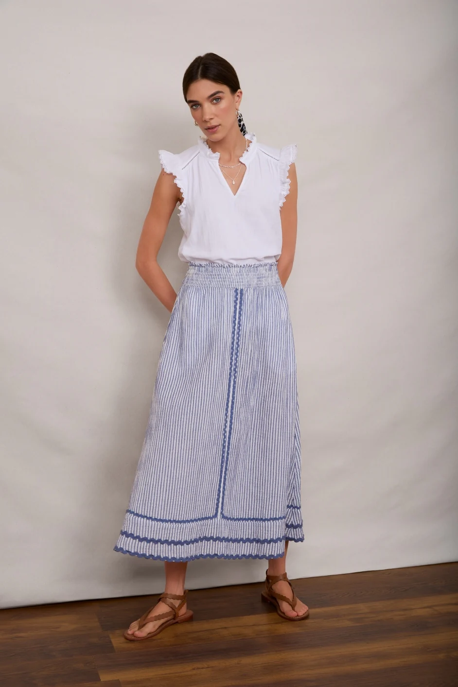 Sophia Skirt - Blue Stripe - Image 6