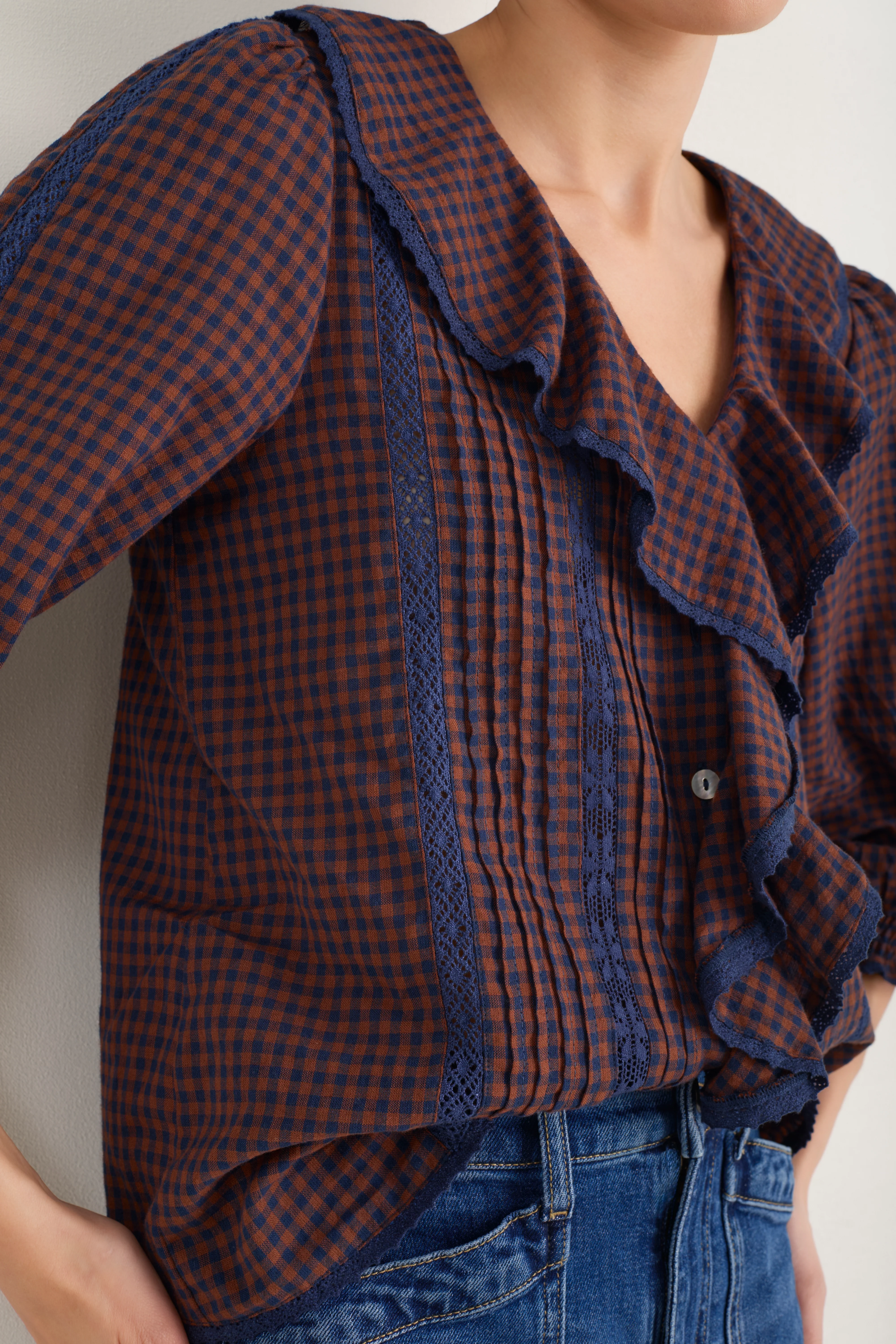 Sierra Blouse - Midnight/Cocoa Check - Image 2