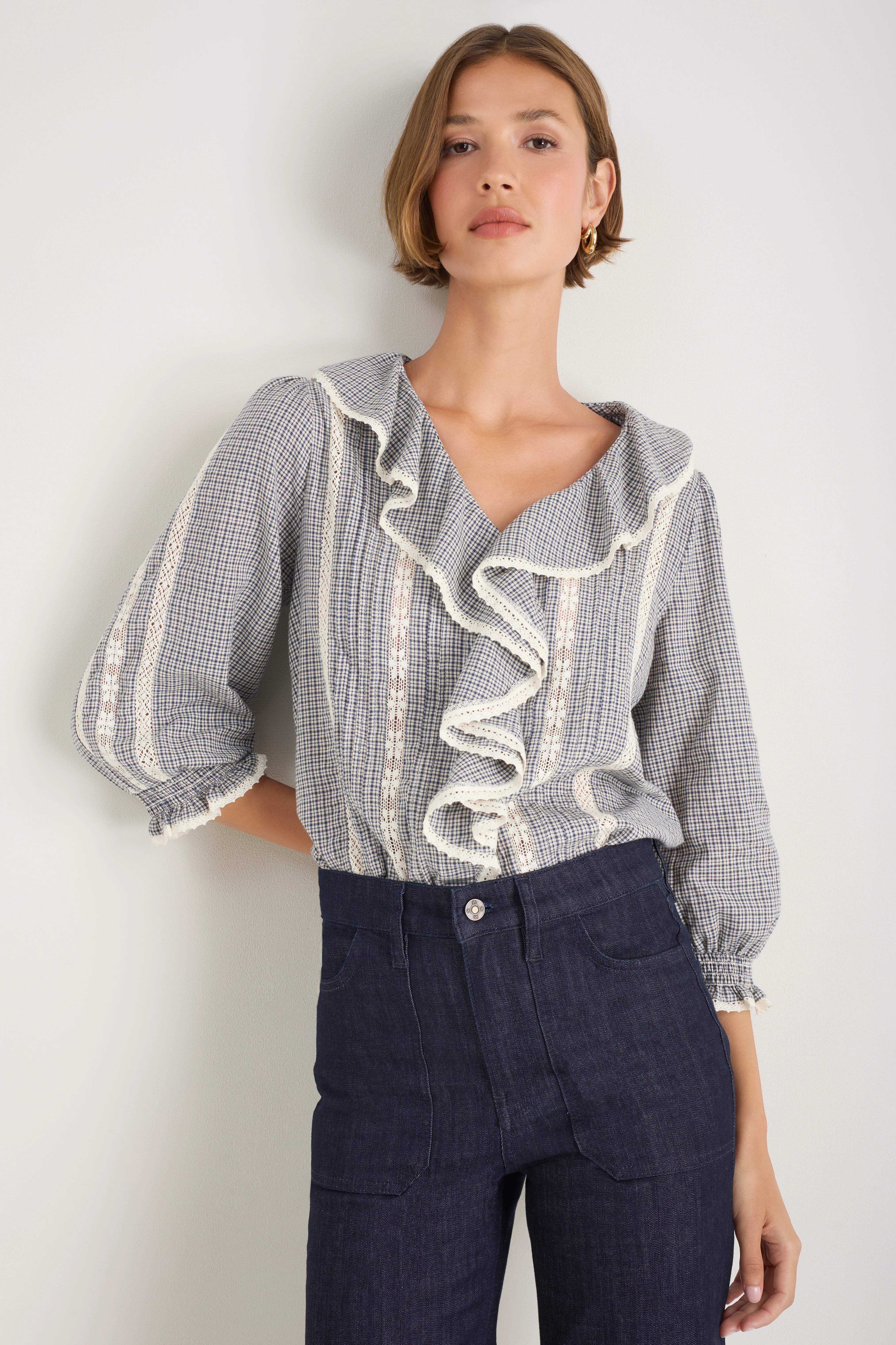 Sierra Blouse - Midnight/Ivory Check - Image 3