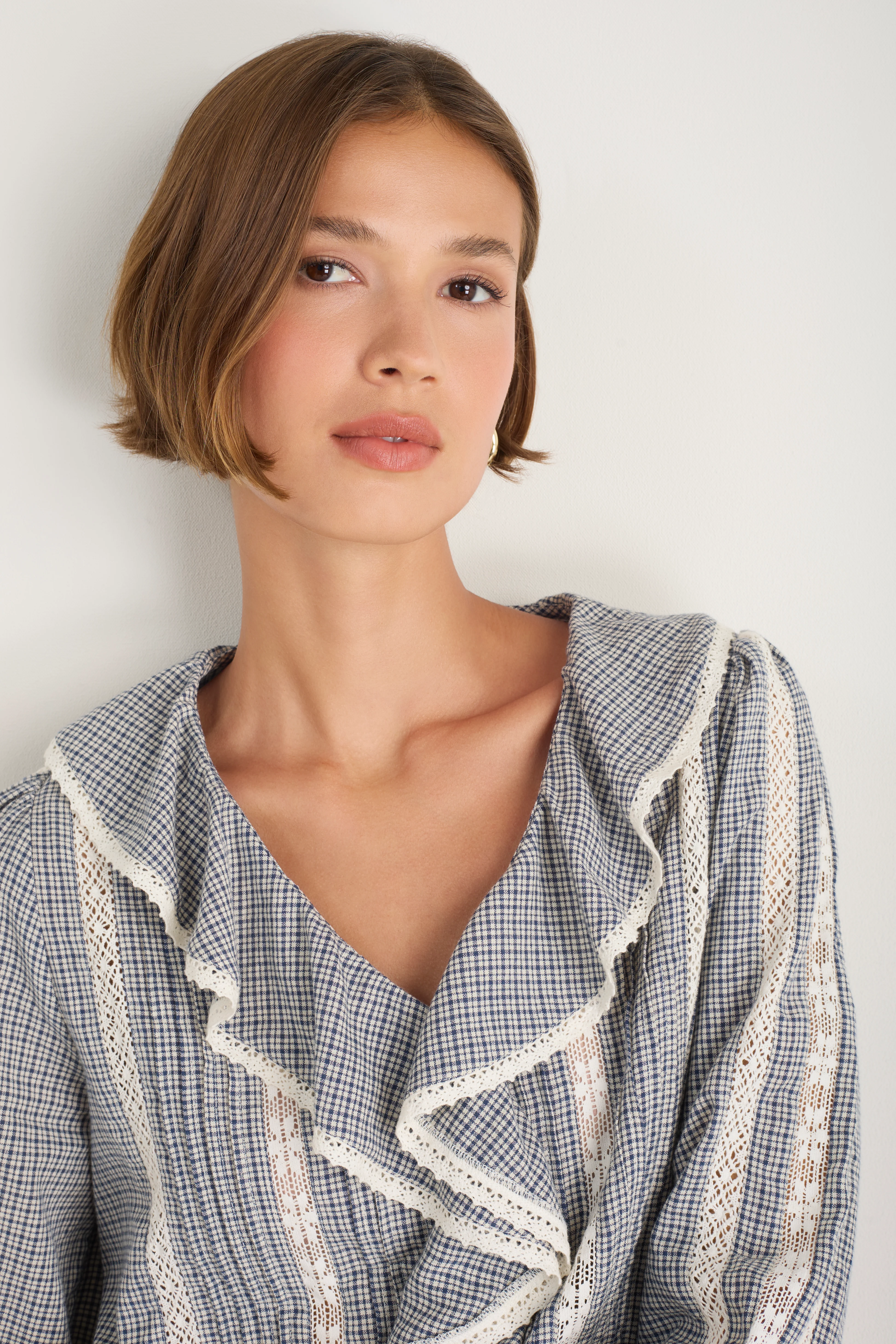 Sierra Blouse - Midnight/Ivory Check - Image 8
