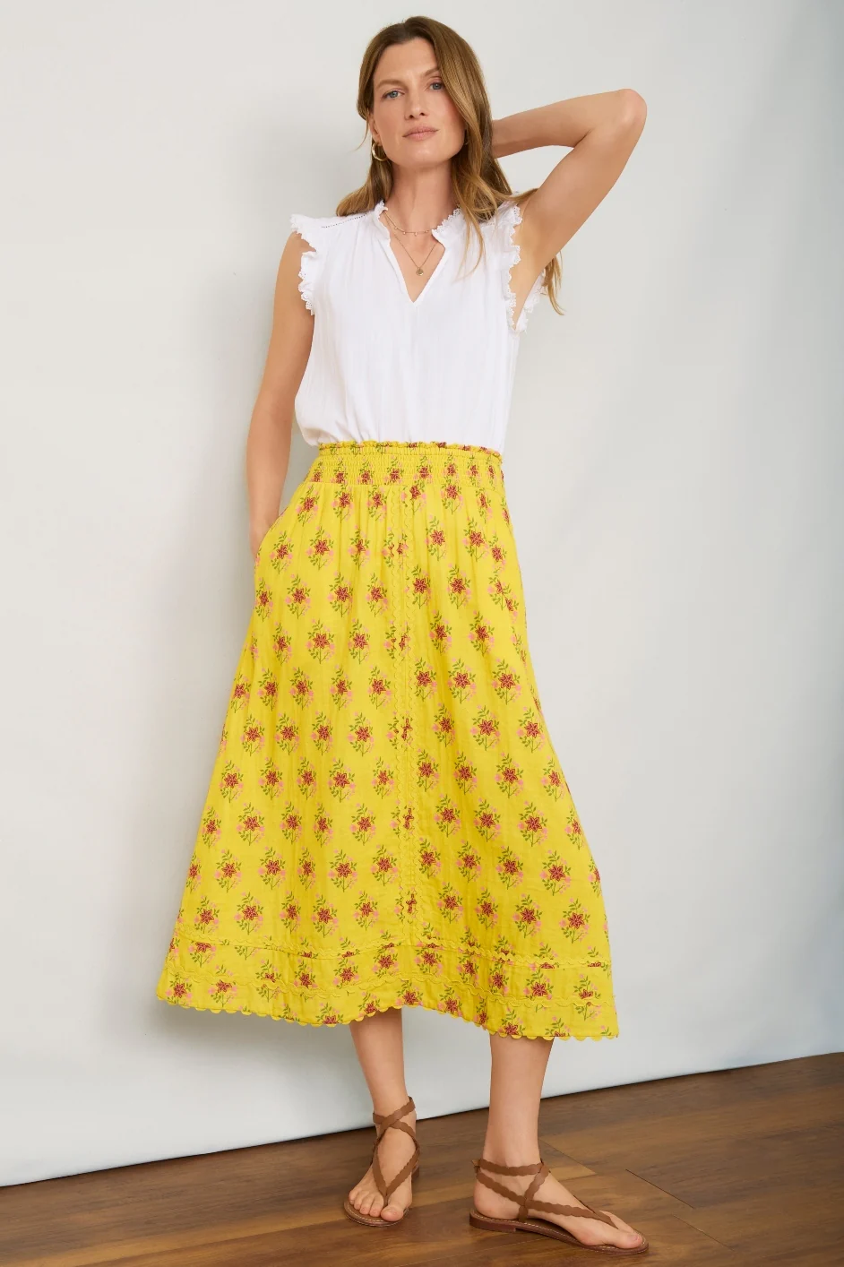 Sophia Skirt - Ochre Woodblock - Image 2