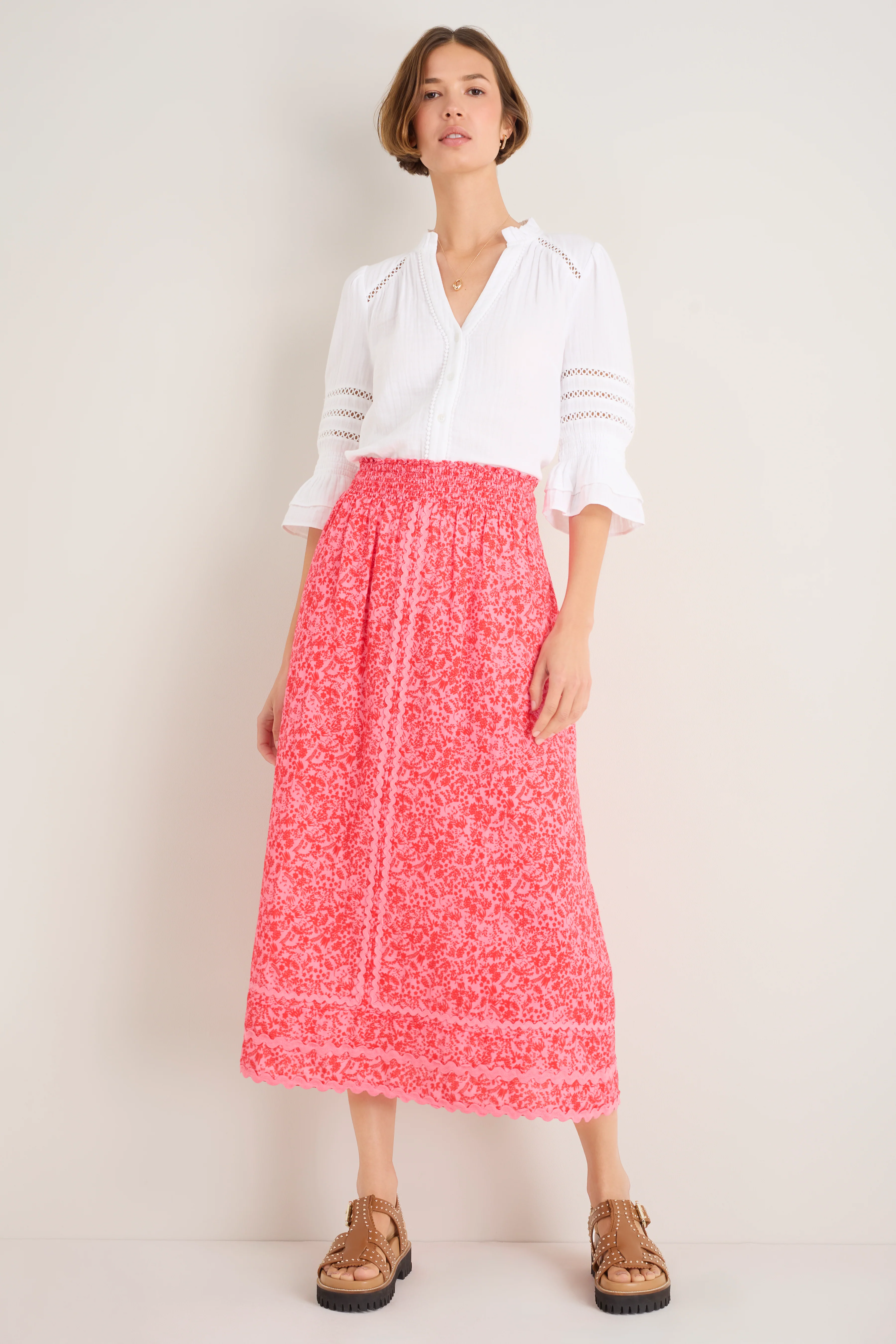 Sophia Skirt - Perfect Pink Daisy Floral