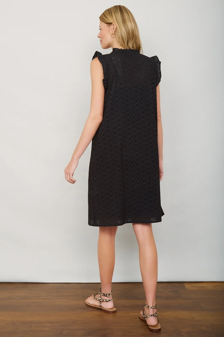Tabitha Short Broderie Dress - Black - Image 3