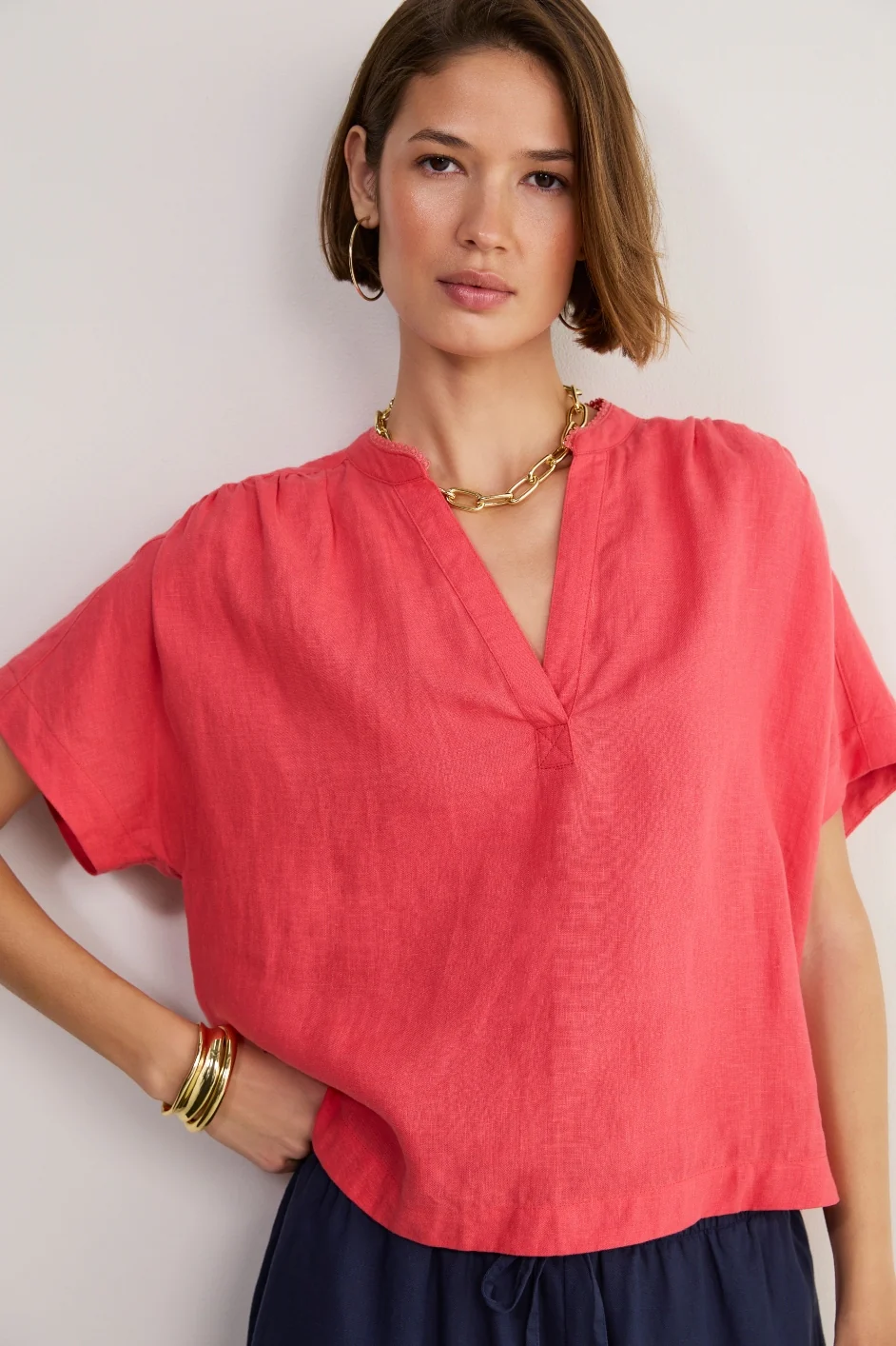Thandie Linen Top - Watermelon - Image 5
