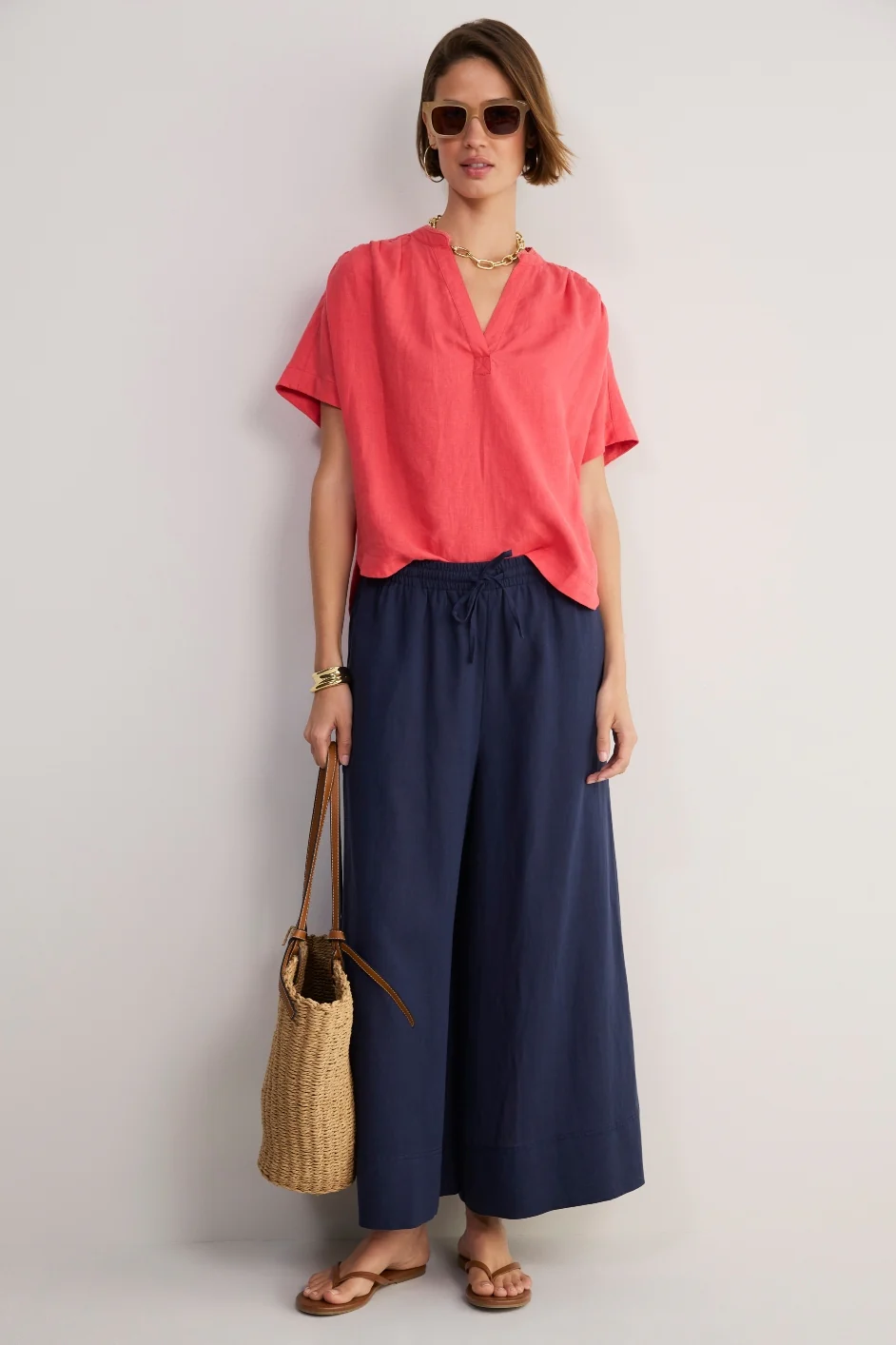 Thandie Linen Top - Watermelon - Image 7