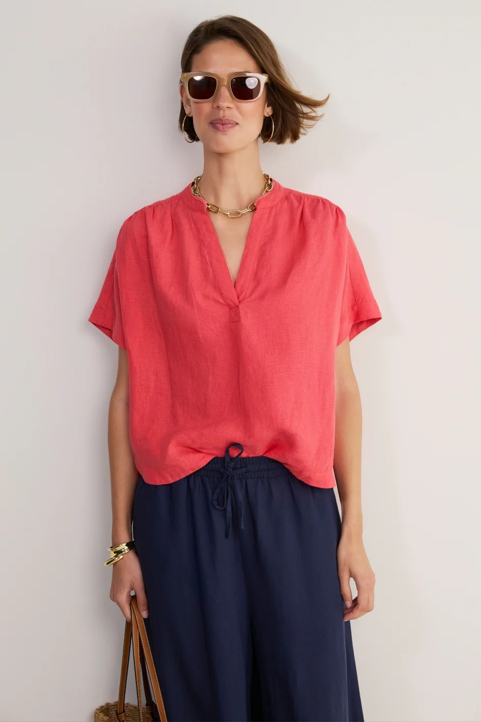 Thandie Linen Top - Watermelon - Image 8
