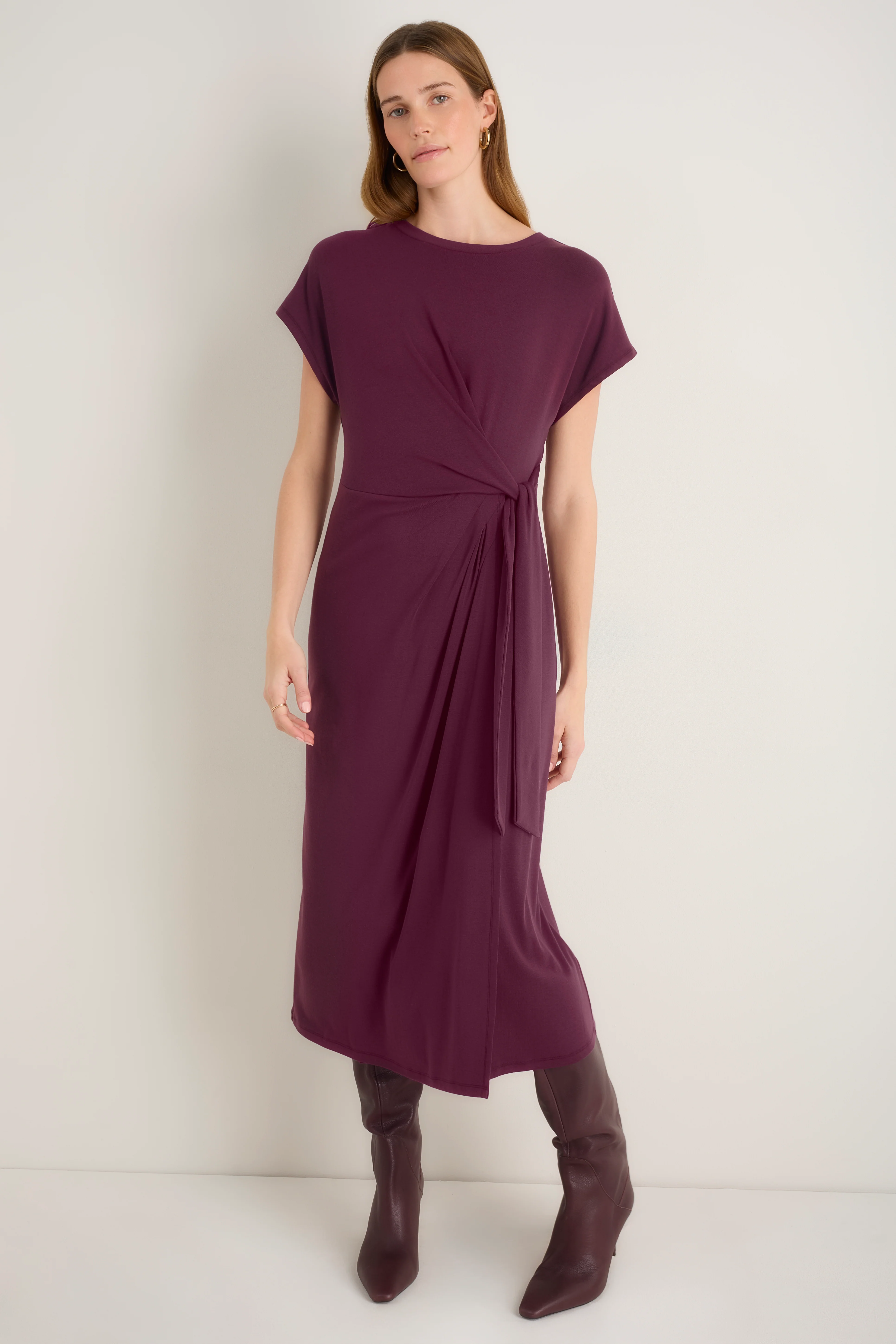 Tia Jersey Dress - Plum - Image 3