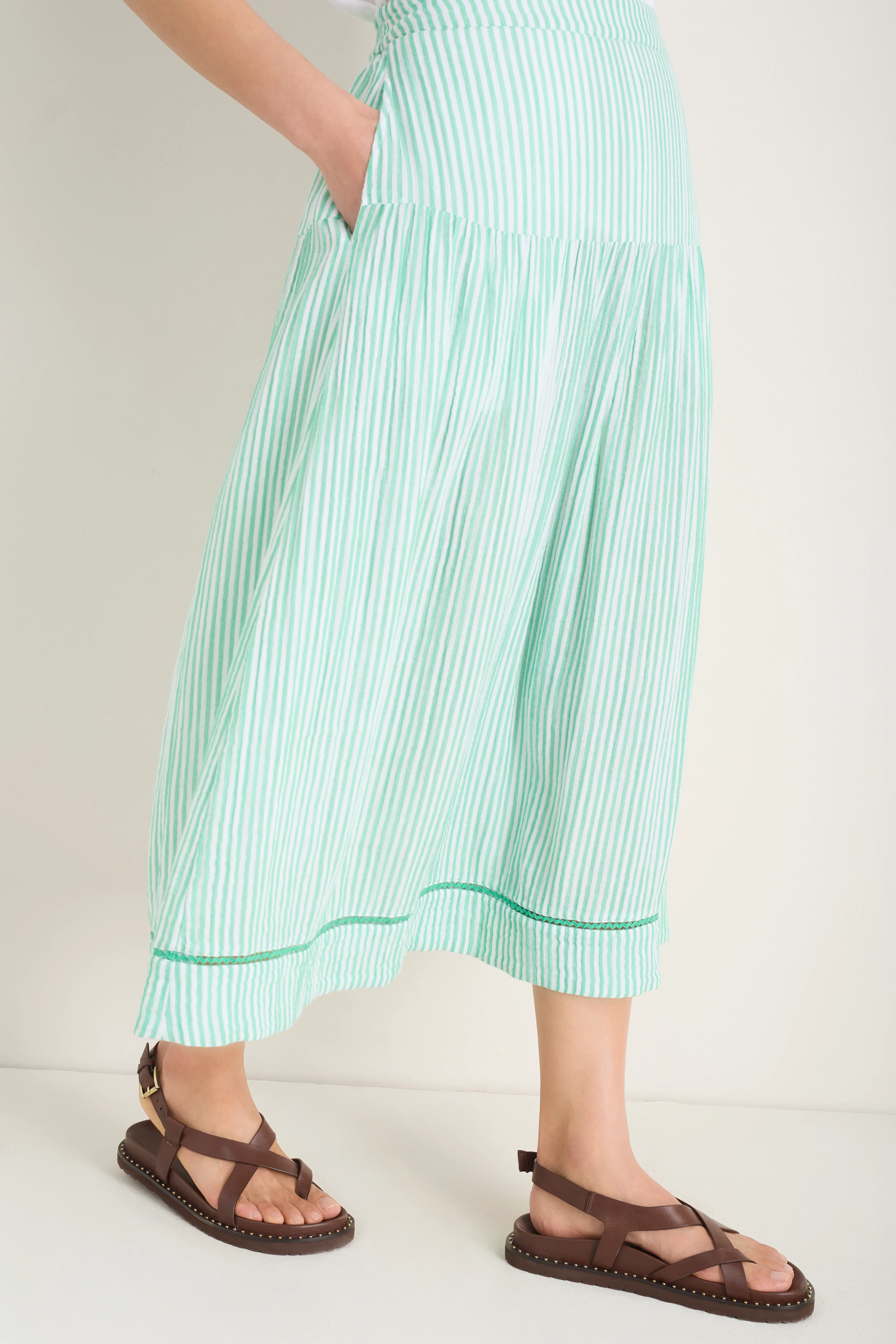 Tia Skirt - Jade Green/White Stripe - Image 2