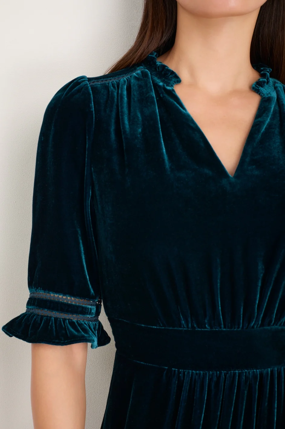 Vivien Silk Velvet Dress - Teal - Image 2
