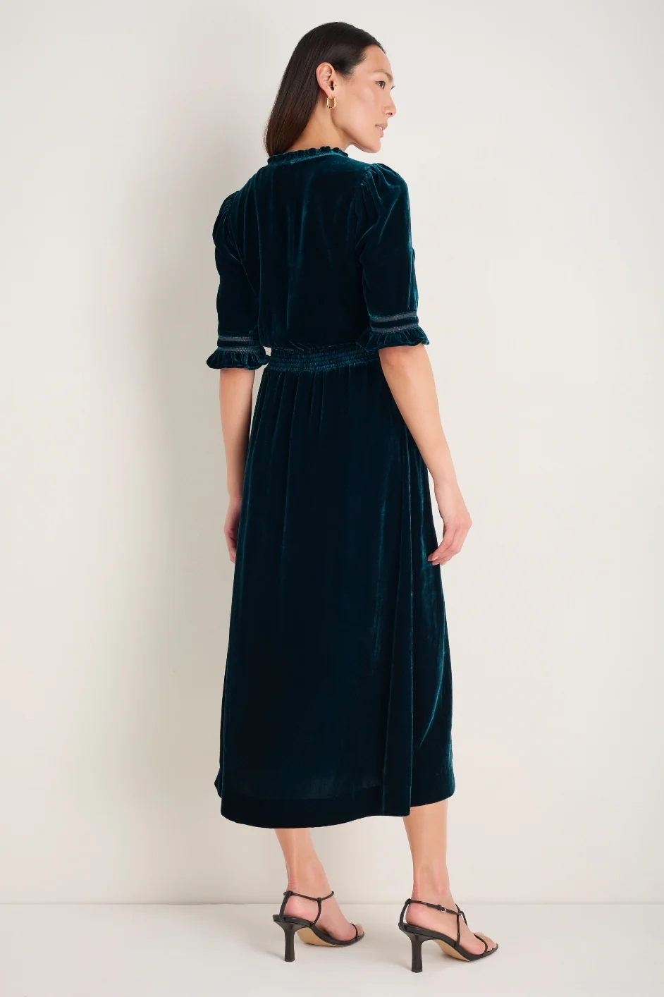 Vivien Silk Velvet Dress - Teal - Image 3
