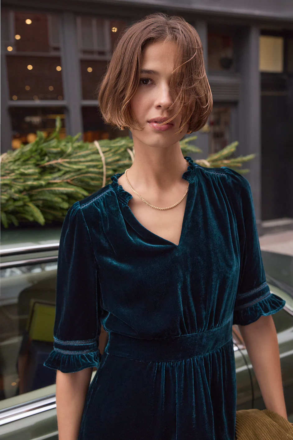 Vivien Silk Velvet Dress - Teal - Image 5