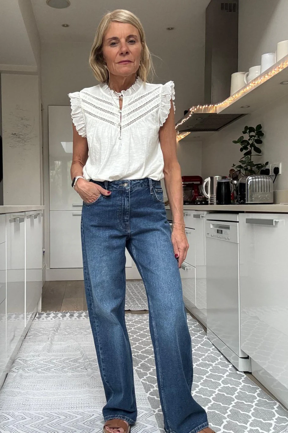 Whitney Wide Leg Jean - Mid Wash - Image 5