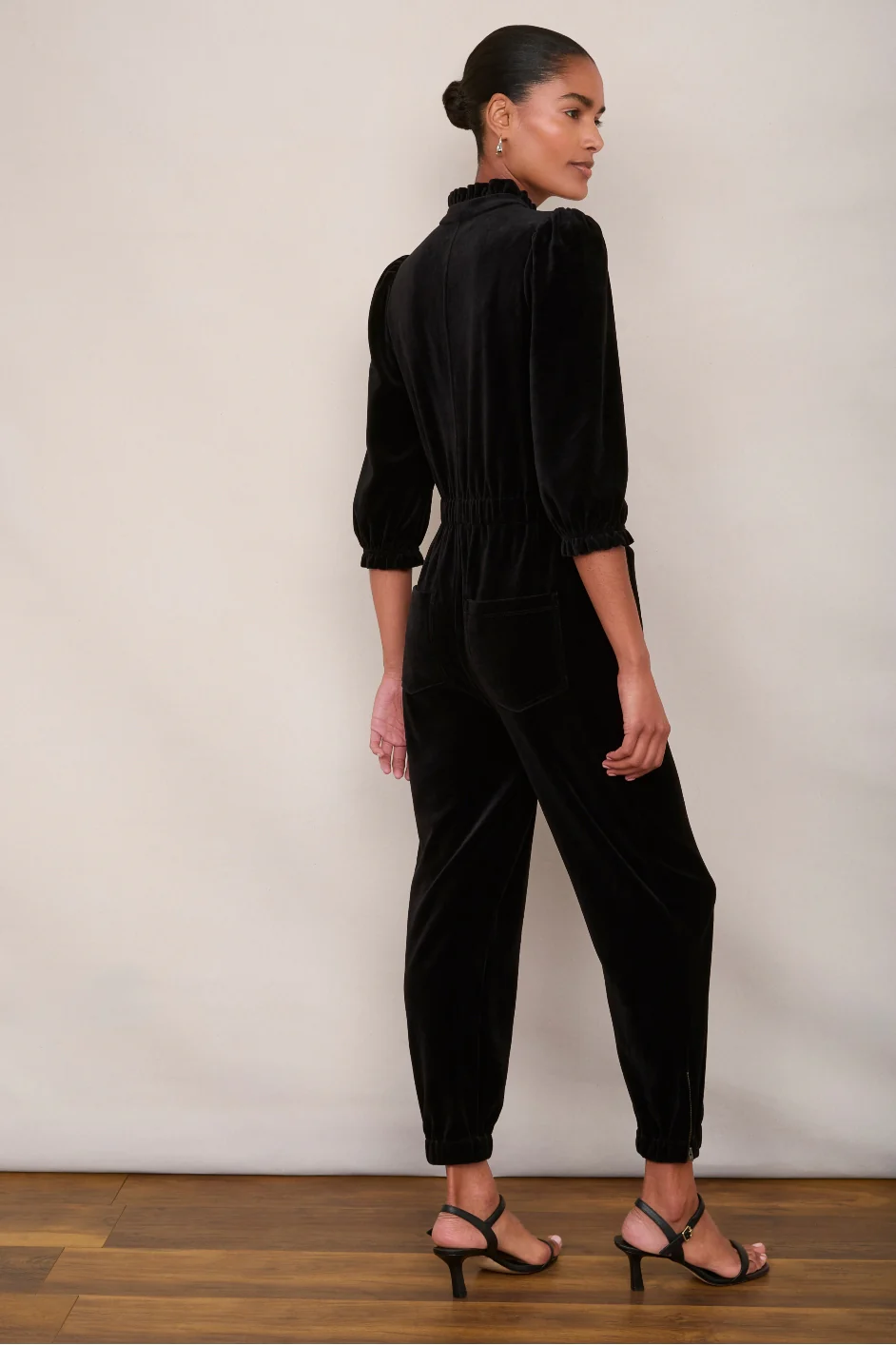 Zoe Velour Jumpsuit - Black - Image 5
